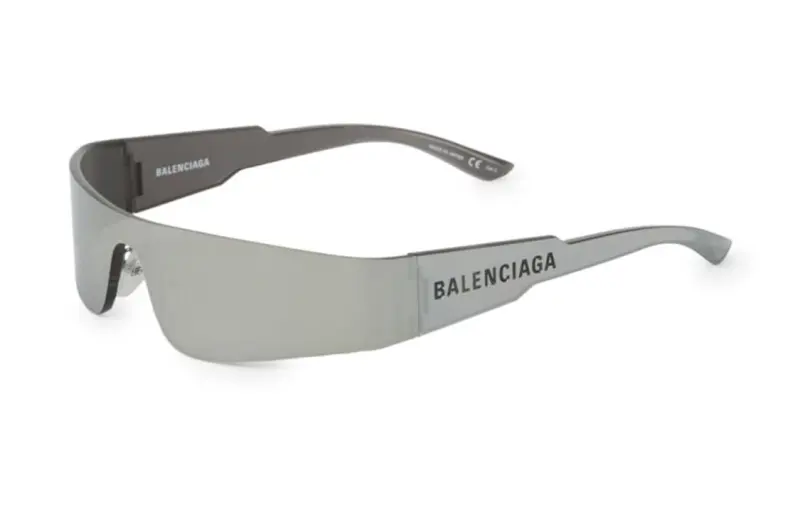 Balenciaga Acetate Irregular Shape Sunglasses Unisex Silver