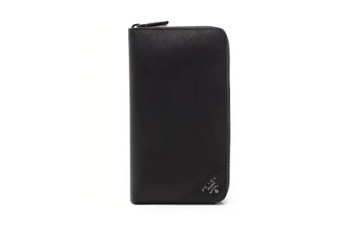 PRADA Cow Leather Wallet Clutch Wallet Large Men's Black