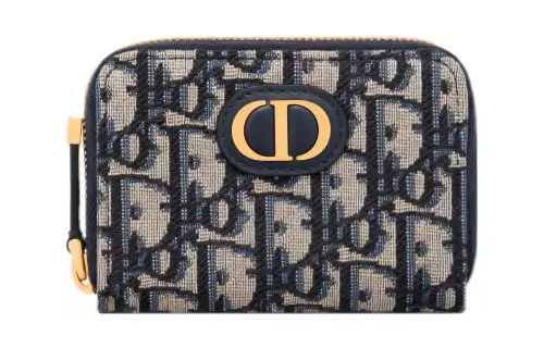 DIOR 30 Montaigne Fabric Wallet Small Women's Blue