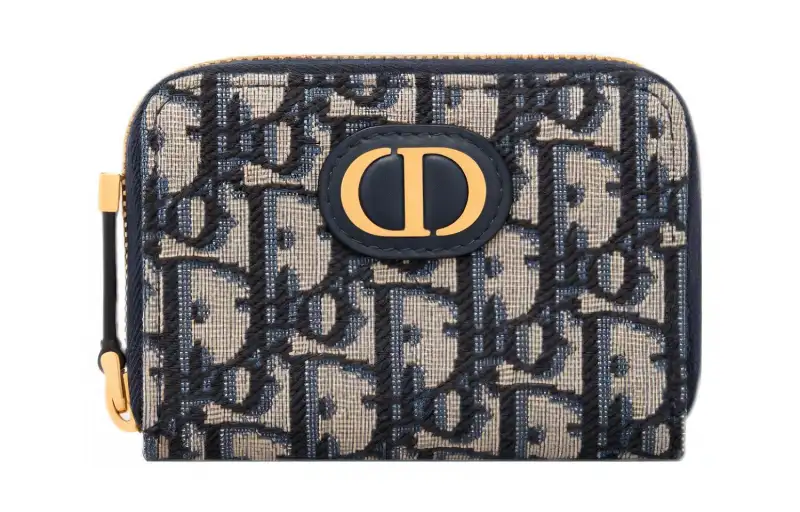 DIOR 30 Montaigne Fabric Wallet Small Women's Blue