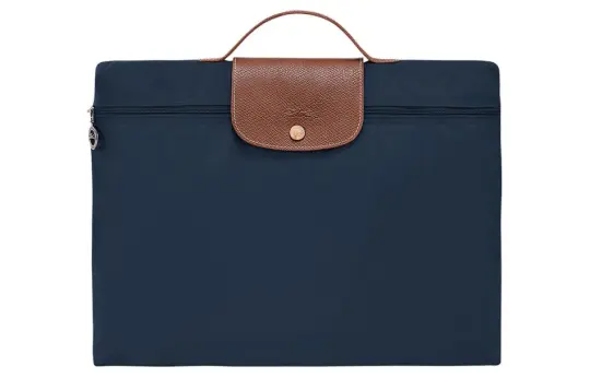 LONGCHAMP Le Pliage Recycled Canvas With Leather Trim Canvas Bag, Handbag, Briefcase Small Men's Navy Blue