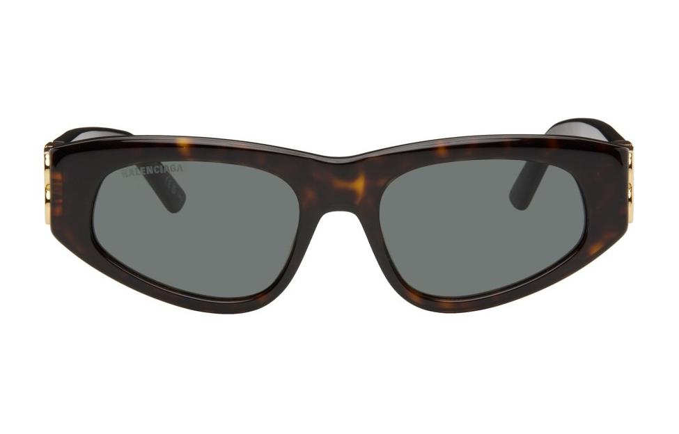 Balenciaga Plate Frame Cat Eye Sunglasses Men's Tortoiseshell