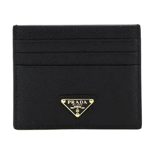 PRADA Saffiano Leather Card Holder Small Women's Black