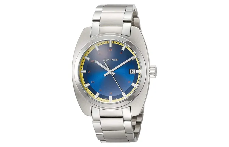 CALVIN KLEIN Wrist Watches Quartz Movement Stainless Steel Strap 43mm Blue Dial Men's Watches 30m Water Resistant