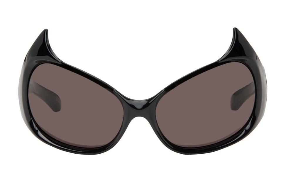 Balenciaga Acetate Plate Frame Irregular Shape Sunglasses Women's Black