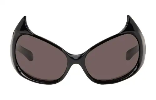 Balenciaga Acetate Plate Frame Irregular Shape Sunglasses Women's Black