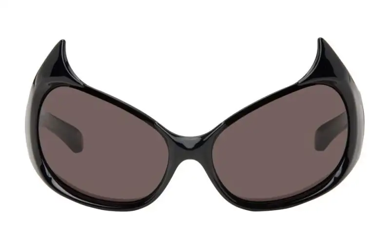 Balenciaga Acetate Plate Frame Irregular Shape Sunglasses Women's Black