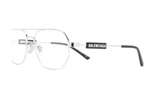 Balenciaga Irregular Shape Eyeglass Frames Unisex Silver