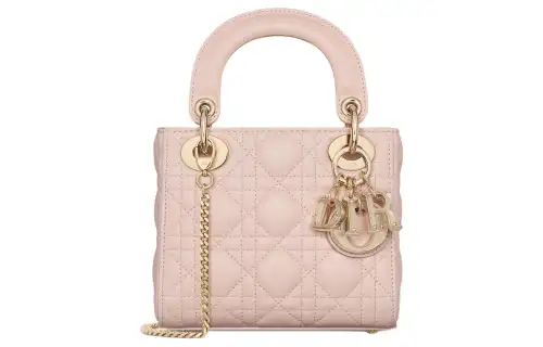 DIOR Lady Dior Sheepskin Handbag, Shoulder Bag, Crossbody Bag, Handbag Mini Women's Rouge Pink