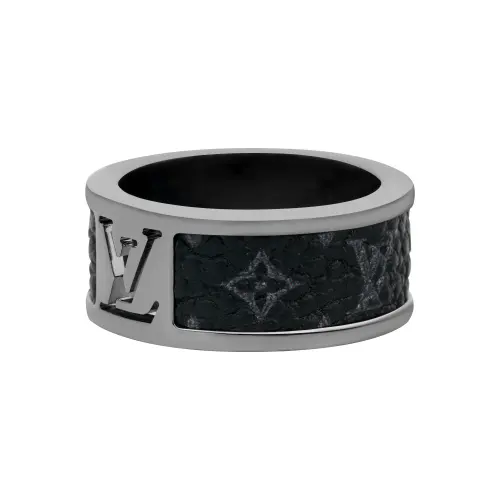 LOUIS VUITTON Metal Rings Unisex Silver/Black