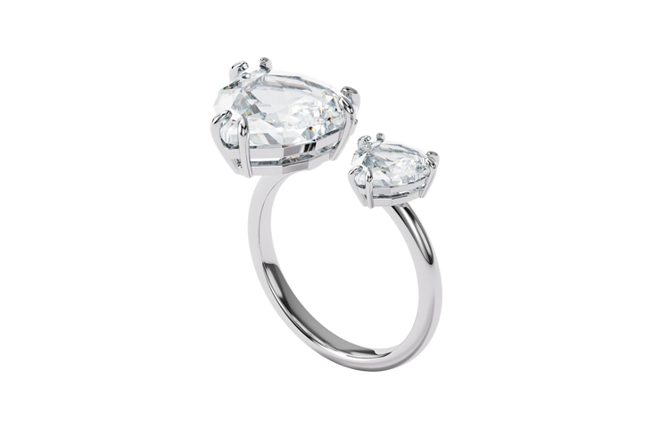 Swarovski Millenia Cocktail Triangular Cut Ring Silver Women's