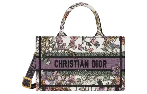 DIOR Embroidery Tote Bag, Shopping Bag, Handbag Mini Women's White & Multicolor