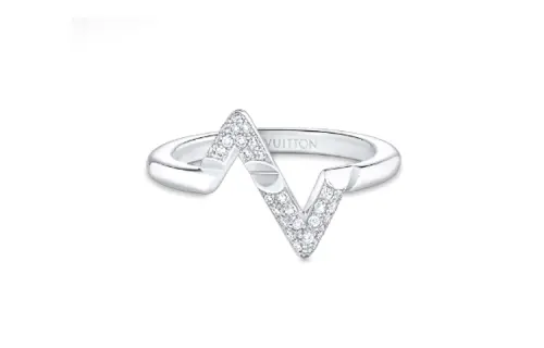 LOUIS VUITTON Lv Volt Upside Down Ring White Gold And Diamonds