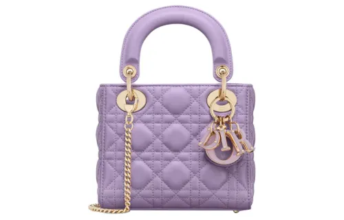 DIOR Lady Dior Sheepskin Handbag, Shoulder Bag, Crossbody Bag, Handbag Mini Women's Light Purple