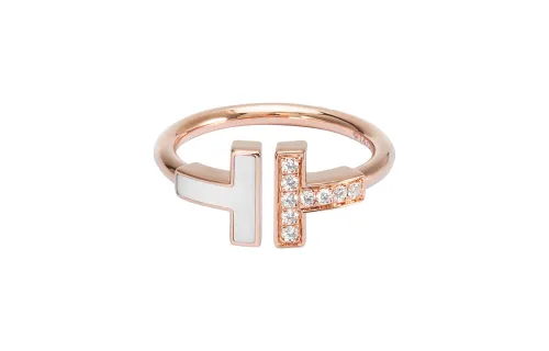 TIFFANY & CO. 2010s Pre owned 18kt Rose Gold T Wire Diamond Ring