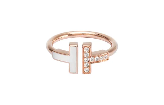 TIFFANY & CO. 2010s Pre owned 18kt Rose Gold T Wire Diamond Ring