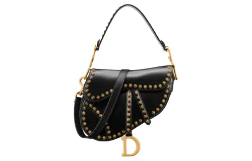 DIOR Saddle Cow Leather Saddle Bag, One Shoulder Handbag Women's Black