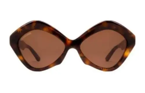 Balenciaga Acetate Irregular Shape Sunglasses Unisex Brown