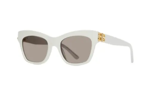 Balenciaga Acetate Irregular Shape Sunglasses Women's White