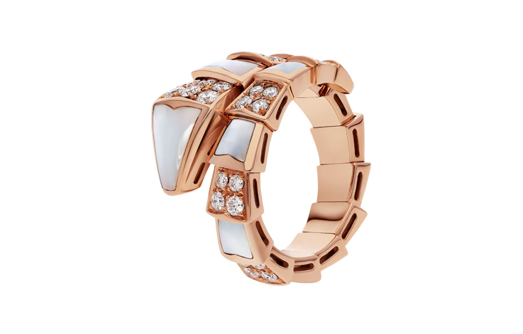 Bvlgari 18K rose gold Serpenti Viper diamond ring
