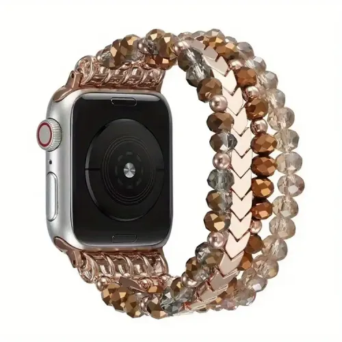 Wepro watch strap for Apple, stainless steel material 38/40/41mm, suitable for applewatch S10 generation Apple watch iwatch 9 generation 8765432 creative elastic metal beads crystal jewelry strap same style for men and women