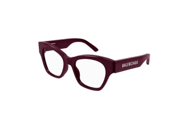 Balenciaga Acetate Irregular Shape Eyeglass Frames Women's Red