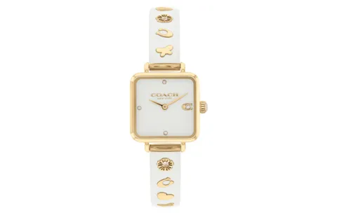 COACH CASS European/US Watches Small Sugar Cube Wrist Watches Quartz Movement Resin Strap 22mm White Dial Women's Watch
