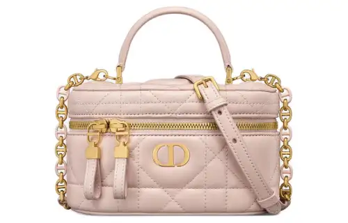 DIOR Caro Sheepskin Box Bag, Shoulder Bag, Crossbody Bag, Handbag Mini Women's Rouge Pink