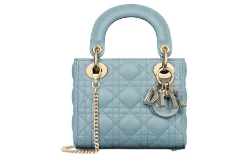 DIOR Lady Dior Sheepskin Handbag, Shoulder Bag, Crossbody Bag, Handbag Mini Women's Sky Blue