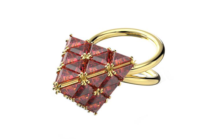 Женское кольцо Swarovski (красное)