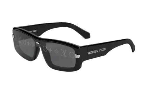 LOUIS VUITTON Injection Molded Irregular Shape Sunglasses Men's Black