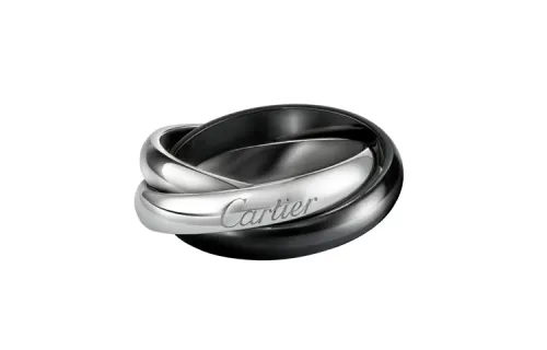 CARTIER Trinity Series 18K Gold Ceramic Rings Unisex White Gold, Black