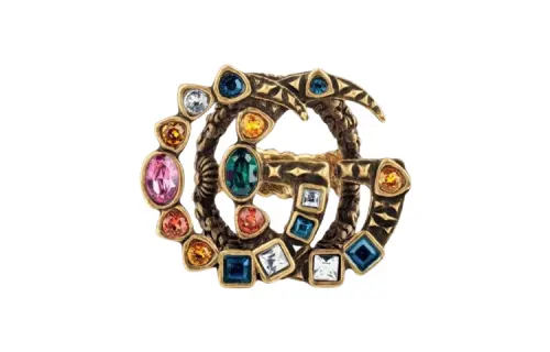 GUCCI Crystal Double G Ring