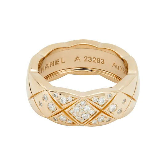 CHANEL Pre Owned 18K Rose Gold Coco Crush Diamond Ring