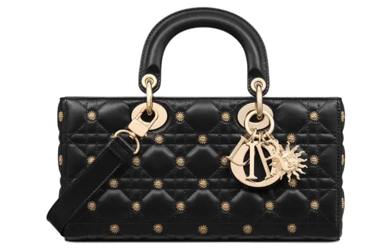 DIOR Lady D Joy Sheepskin Handbag, Shoulder Bag, Crossbody Bag, Handbag Medium Women's Black