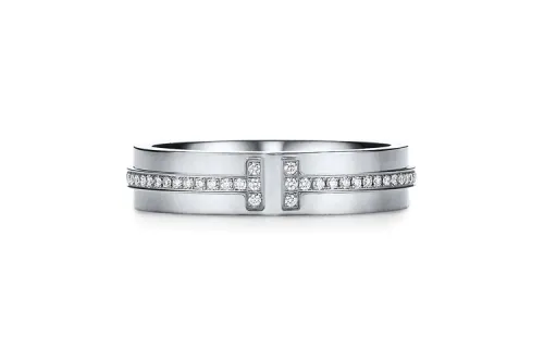 TIFFANY & CO. Pre Owned 2010s 18K White Gold T Diamond Ring