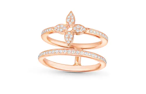 Lv Idylle Blossom Two Row Ring Pink Gold And Diamonds