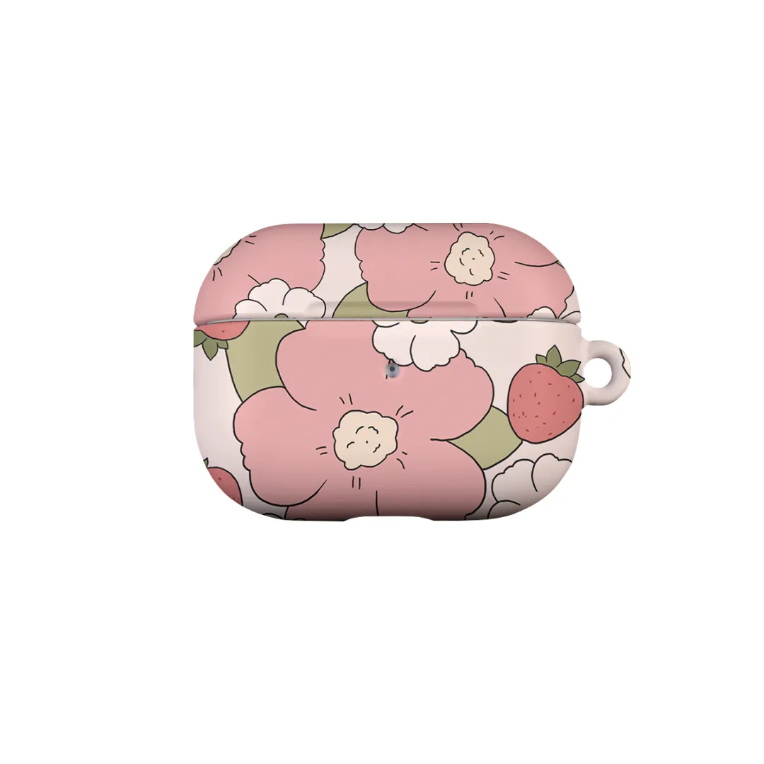 Keshami Compatibility With Apple AirPods Pro 3/Pro 2/AirPods 4/3 PC Matte Hard Shell Strawberry Floral Headphone Cases