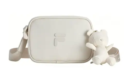 FILA FUSION Polyurethane, Synthetic Leather Cute Bear Camera Bag, Shoulder Bag, Crossbody Bag Unisex Steam White