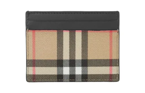 Burberry VINTAGE Leather Card Holders Black/Beige