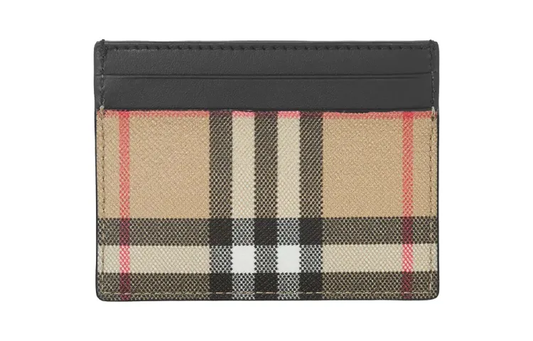 Burberry VINTAGE Leather Card Holders Black/Beige