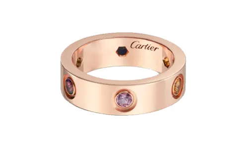 Cartier 18K Rose Gold Love Multi stone Ring