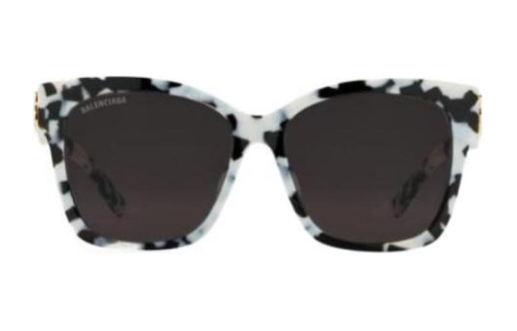 Balenciaga Acetate Irregular Shape Sunglasses Unisex Black White