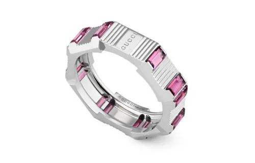 GUCCI Link To Love Series 18K Gold Rings Unisex Silver