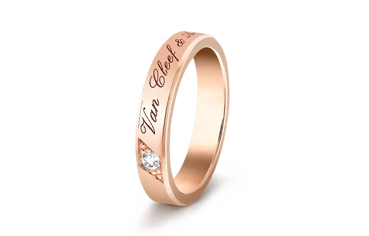 Van Cleef & Arpels Toujours Signature Etoiles 18K Gold Diamond Rings Unisex Rose Gold