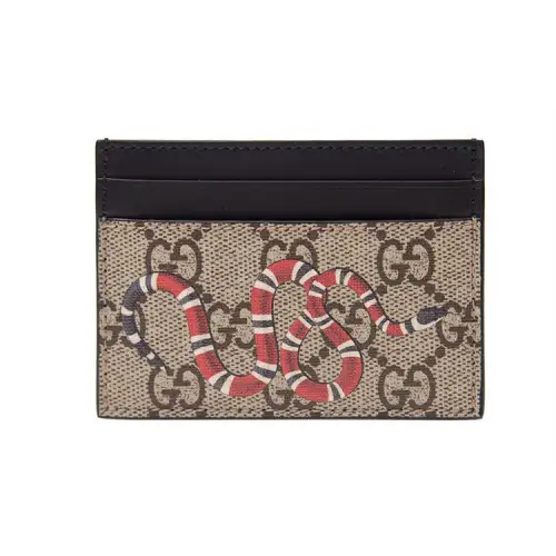 GUCCI Canvas With Leather Card Holder Card Holder Men's Ebony & Black