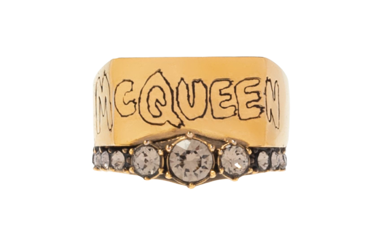 Женское кольцо Alexander McQueen Graffiti Pave (золотое)