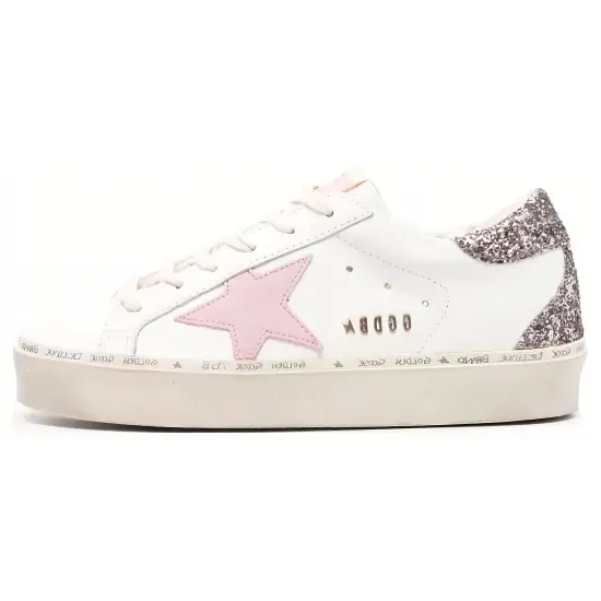 Golden Goose Hi Star White Antique Pink Glitter Women's