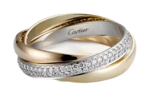 CARTIER Trinity Series 18K Gold Diamond Rings Unisex Multicolor