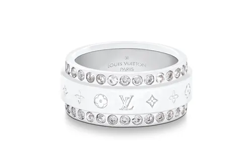 LOUIS VUITTON Catch Crystal/Semi precious Stones Rings Men's Silver